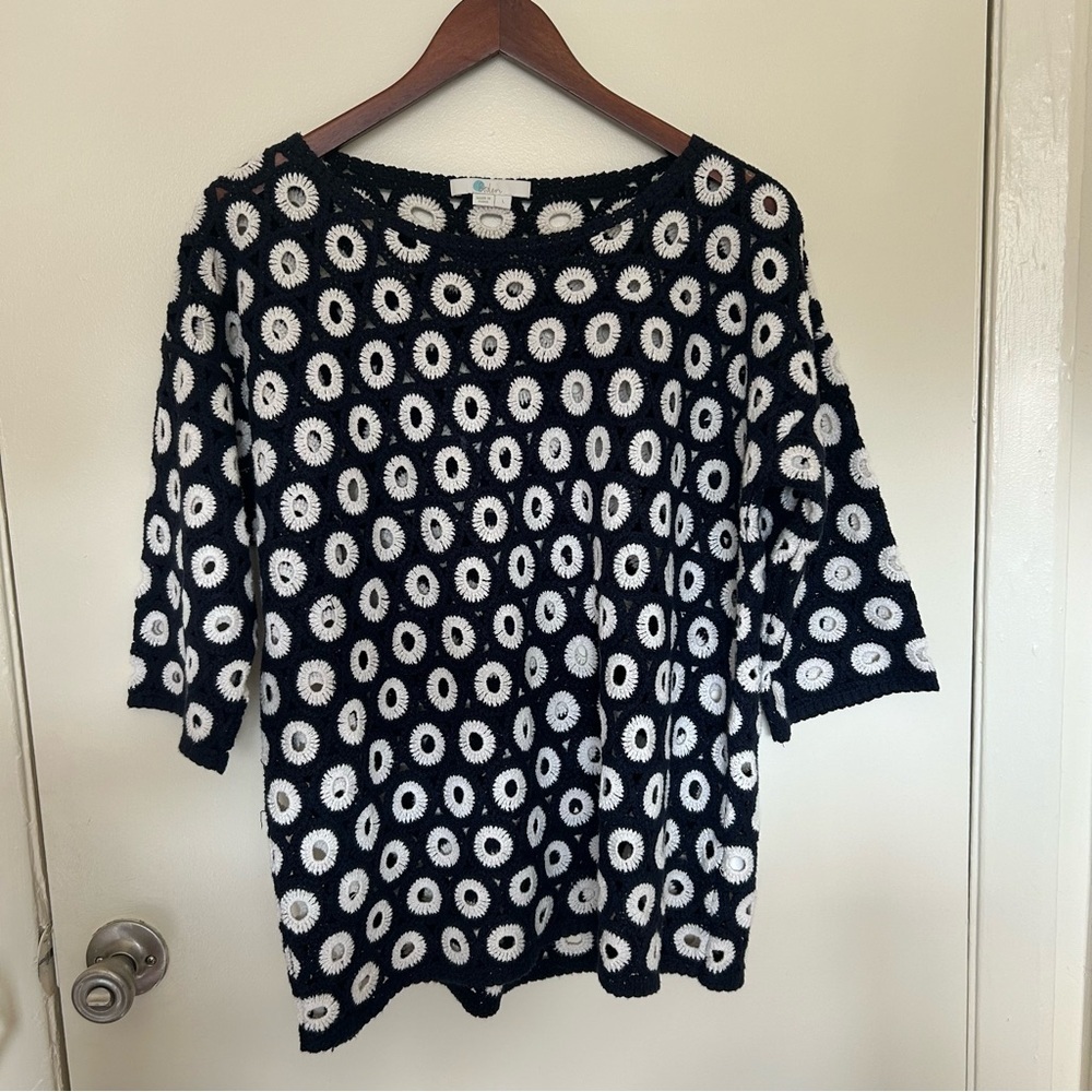 Boden Navy and White Patterned Sweater